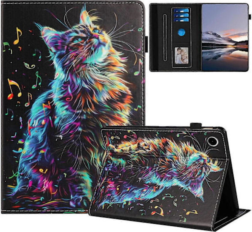 For Samsung Galaxy Tab A9 Deksel Mønster Lær Nettbrettdeksel med Auto Sleep/Wake, Kortholder