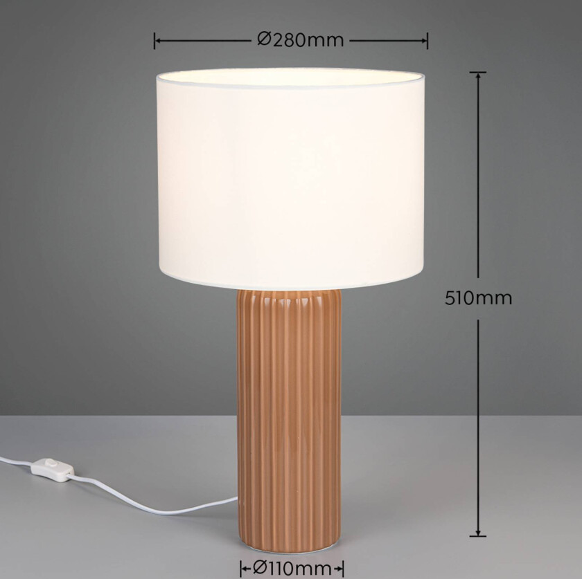 Bordlampe Blair, høyde 51 cm, mokka, E27, keramikk