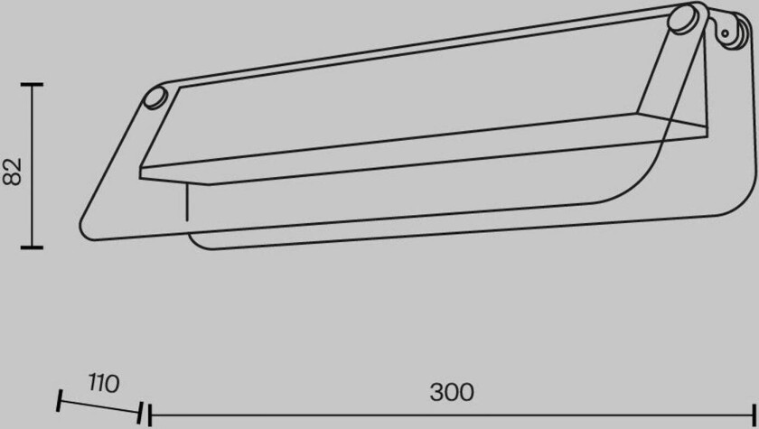 LED-vegglampe FLAT, grå/messing, bredde 30 cm, glass/metall
