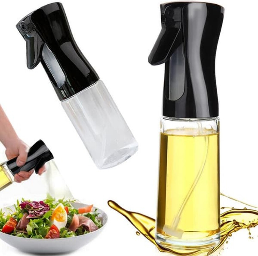 Oljeflaske med Sprayfunksjon i Glass 200ml Svart