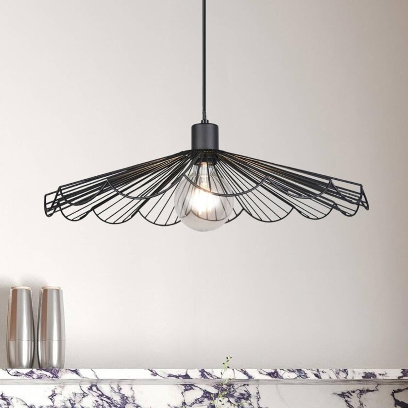 Pendellampe Margarita, Ø 50 cm, svart, E27, metall