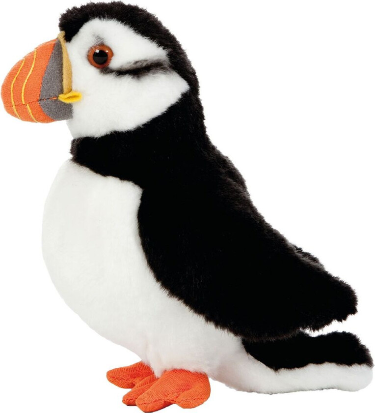 Kosedyr - 19x10 cm - Lundefugl - Hvit/Svart - - OneSize - Kosedyr