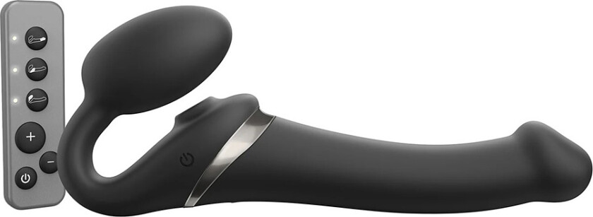 Strap-On-Me: Multi Orgasm Bendable Strap-On Vibrator, L, svart