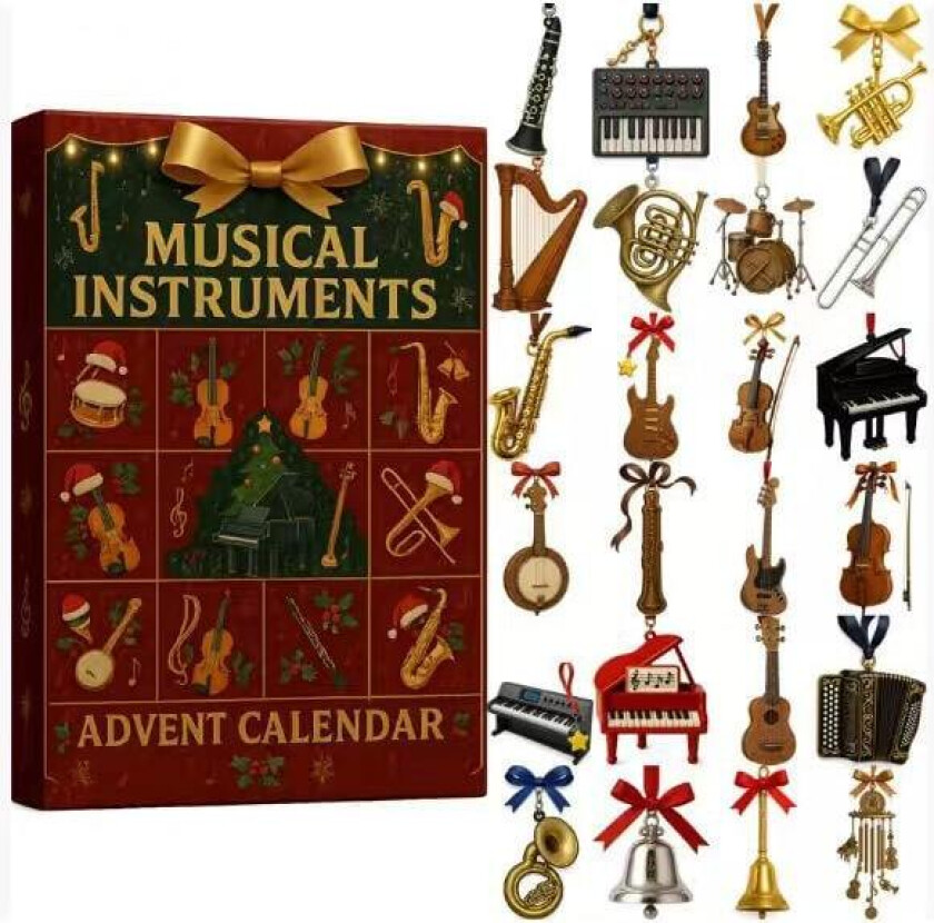 2025 Musikkfeiring Kalender - En Jule Nedtellings Overraskelsesboks Med Miniatyrskulpturer av 24 Klassiske Instrumenter, Som Spiller Gylne Melodier
