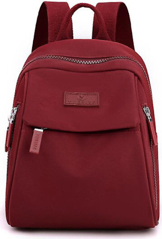Vanntett ryggsekk Nylon stoffveske Mote ryggsekk dame Casual student skolesekk Stor kapasitet Pendler reiseveske Daypack Rød