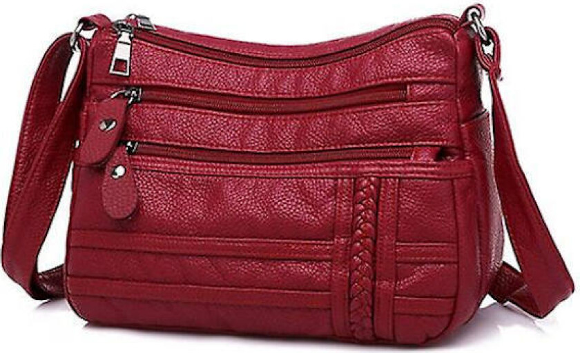 Håndveske Annmouler Fashion Dameveske Pu Mykt Lær Skulder Bag Flerlags Crossbody Bag Kvalitet Liten Veske Merke Rød Håndveske Penger (crossbody bag 1)