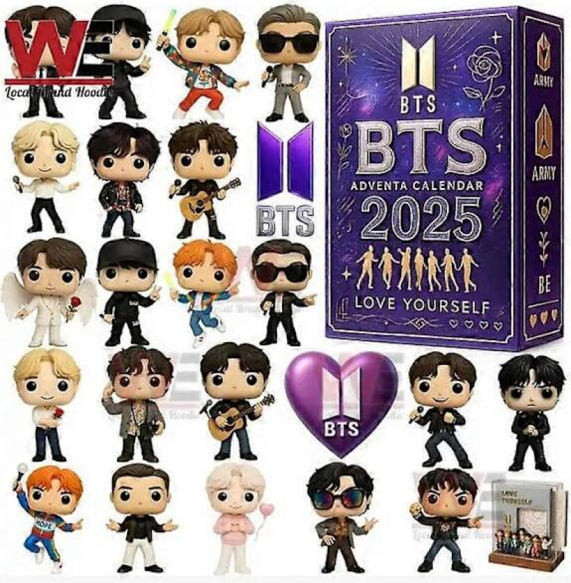 BTS Love Yourself Julekalender Overraskelsesboks, Juletrepynt, Akrylanheng, Samlerobjekt