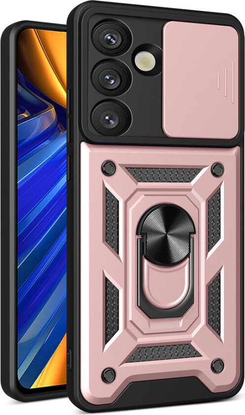 Hybrid Armor Camshield Deksel med kamerabeskyttelse og metallring til Samsung Galaxy S25 - Rosa