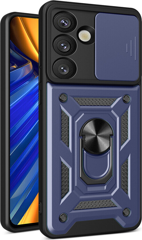 Hybrid Armor Camshield Deksel med kamerabeskyttelse og metallring til Samsung Galaxy S25 - Blå