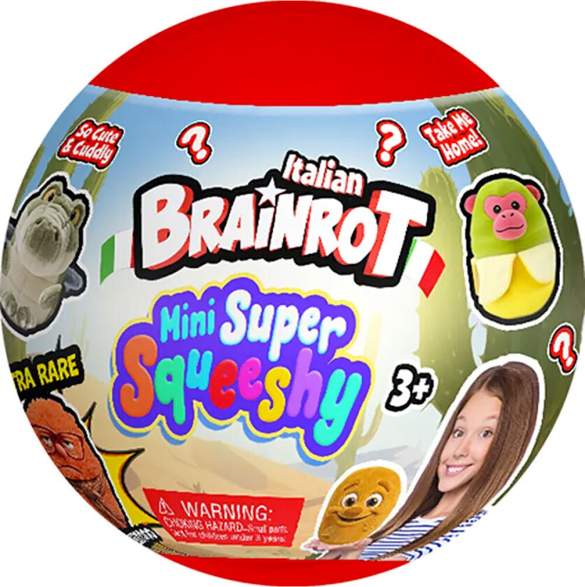 Hjerneråte Kosedyr - Mini Super Klemmende - Asst. - Brainrot - OneSize - Kosedyr