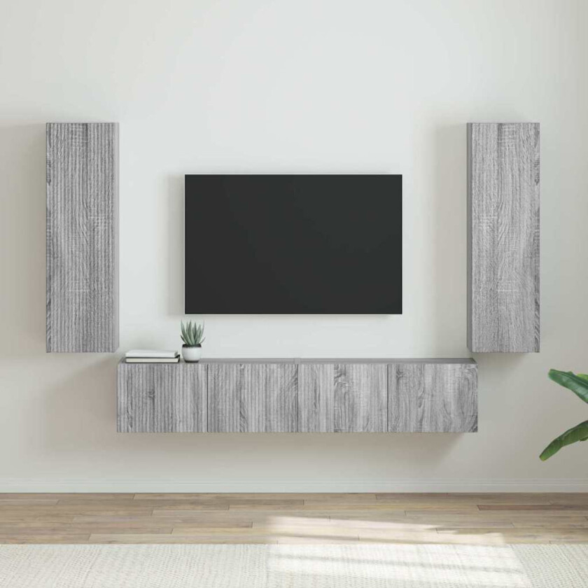 TV Veggskap 2 pcs Grå Sonoma 30 x 31 x 100 cm Konstruert tre