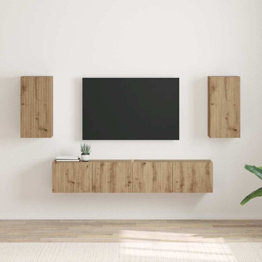 TV Veggskap Veggmontert 2 pcs Kunstnerisk Eik 30 x 31 x 60 cm