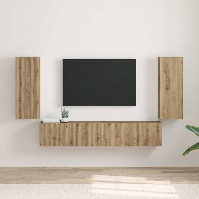 TV Veggskap Veggmontert 2 pcs Kunstnerisk Eik 30 x 31 x 80 cm