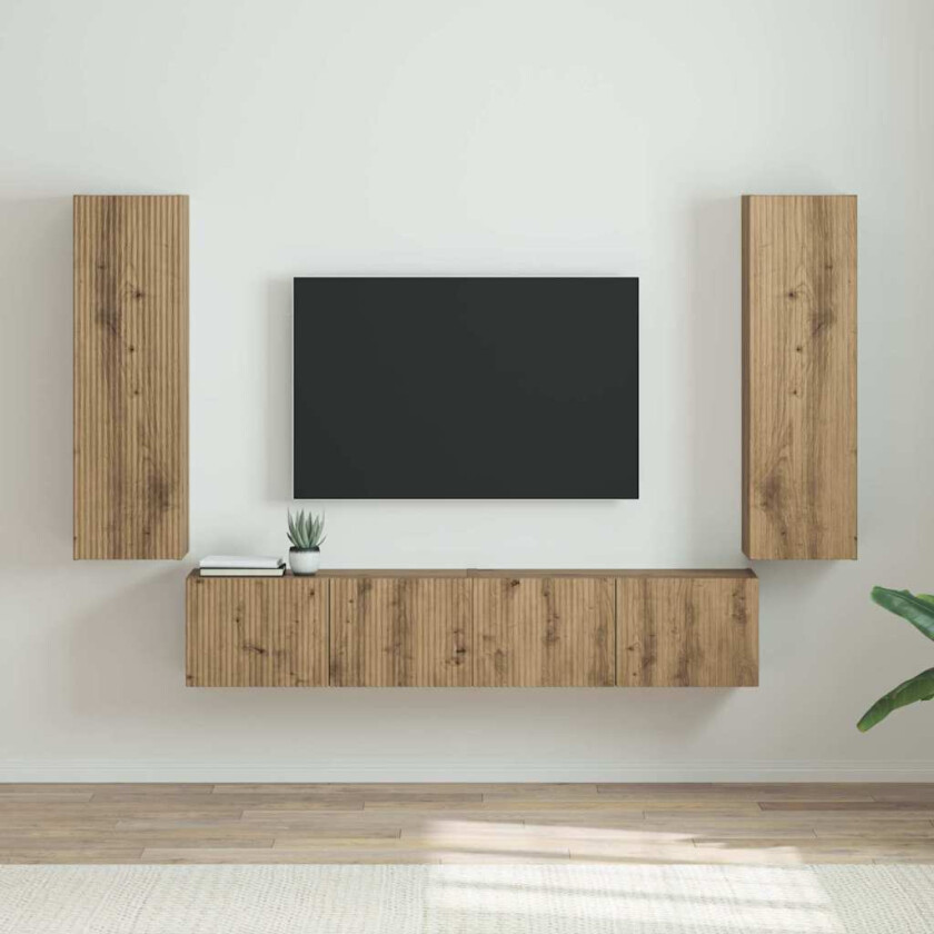 TV Veggskap Veggmontert 2 pcs Kunstnerisk Eik 30 x 31 x 100 cm