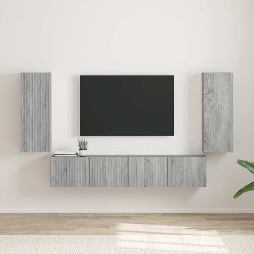 TV Veggskap 2 pcs Grå Sonoma 30 x 31 x 80 cm Konstruert tre
