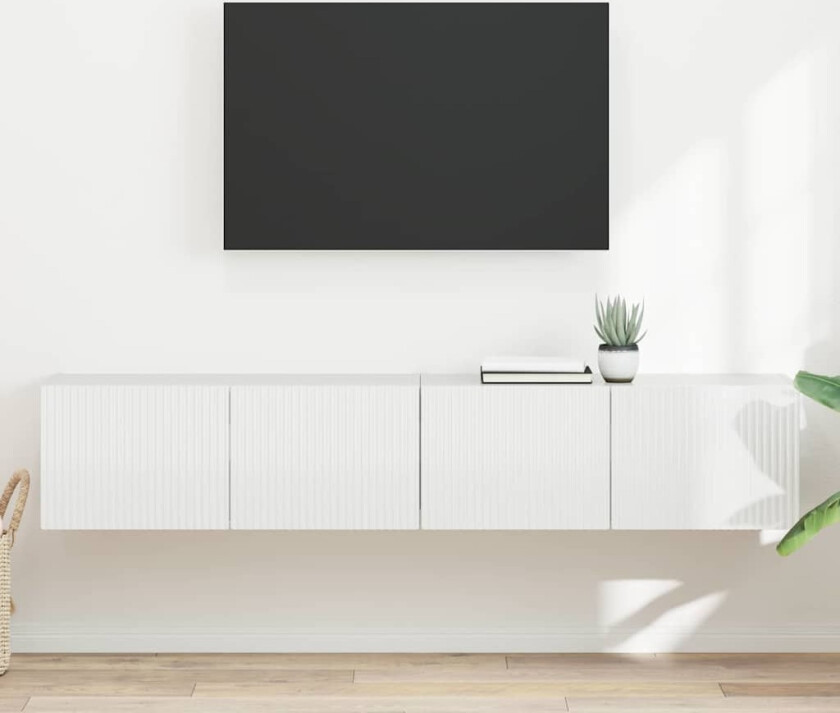 TV Veggskap 2 pcs Glanset Hvit 60 x 31 x 29.5 cm Konstruert tre