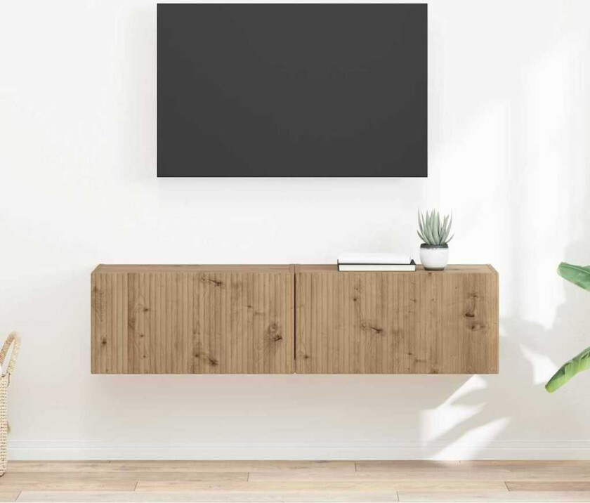 TV Veggskap Veggmontert 2 pcs Kunstnerisk Eik 60 x 31 x 29.5 cm