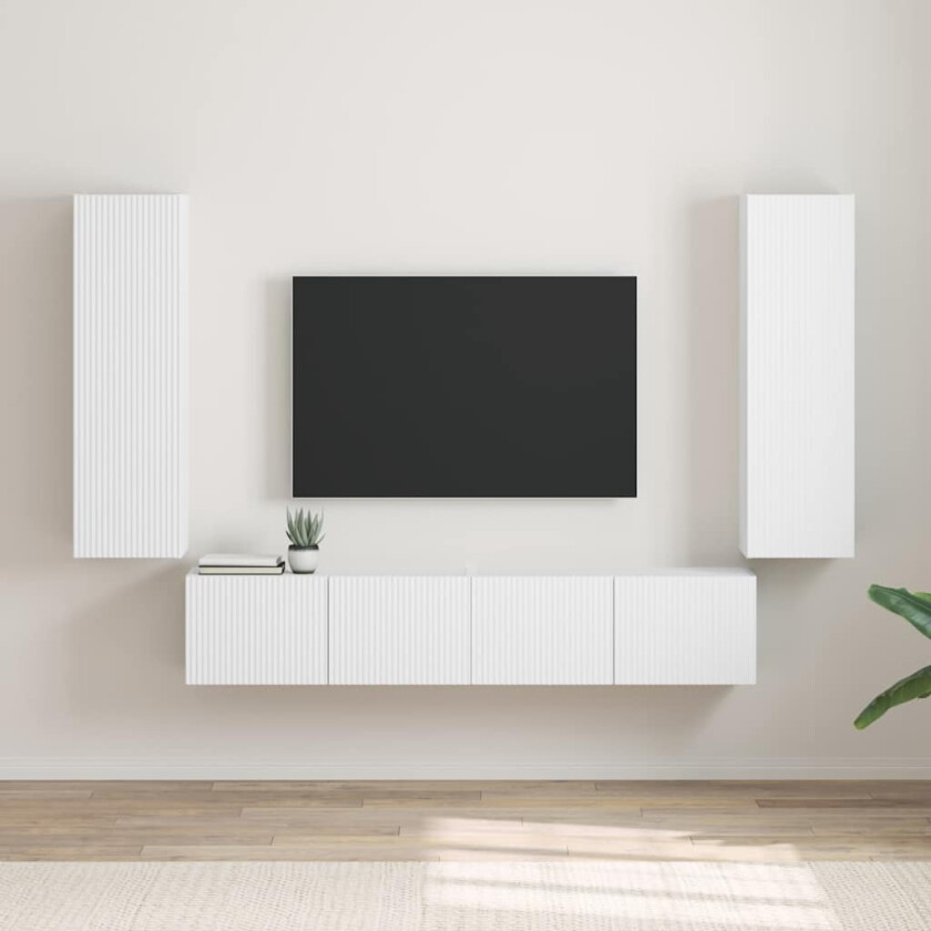 TV Veggskap 2 pcs Hvit 30 x 31 x 100 cm Konstruert tre