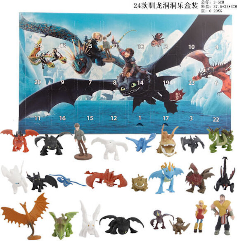 Gos- 2024 Adventskalender Dokkeleke Jul 24 Dagers Nedtelling Kalender Blind Boks Gaver Drage