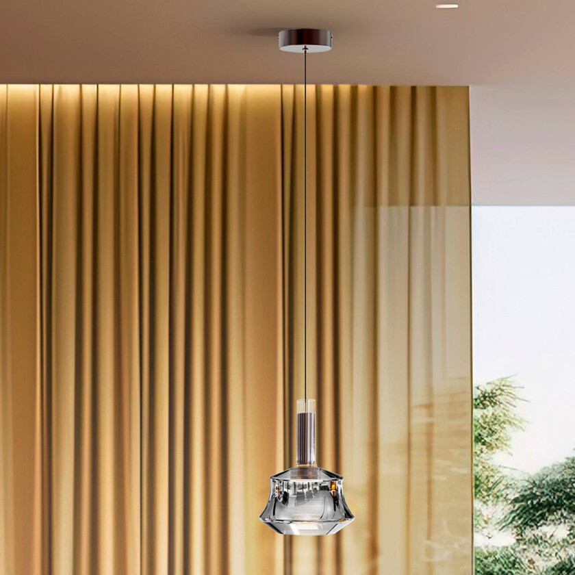 LED-hengelampe Scarlett, sølvfarget, Ø 18 cm, glass