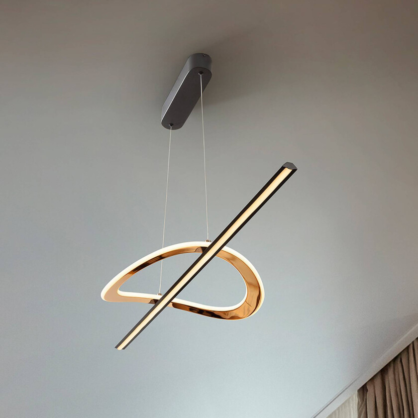 LED-hengelampe Enora, svart/gullfarget, lengde 120 cm, CCT