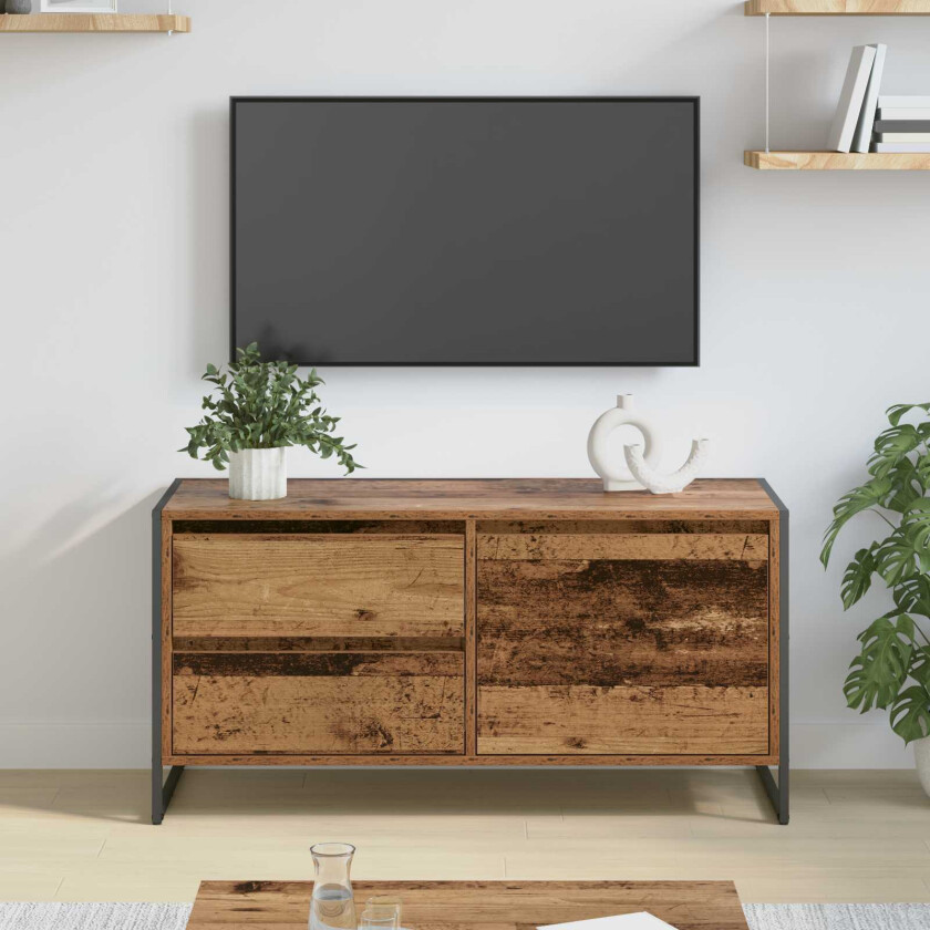TV-skap med skuff Gamle tre 100 x 36 x 49.5 cm Konstruert tre
