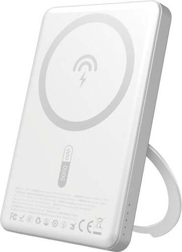 K28S 20W PD 5000mAh Powerbank with MagSafe and Stand - Silver Nødlader - Sølv - 5000 mAh