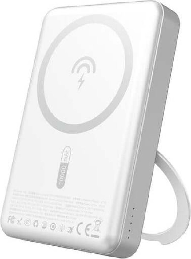 K28 10000mAh PD 22.5W MagSafe Powerbank with Metal Case and Ring Stand - Silver Nødlader - Sølv - 10000 mAh