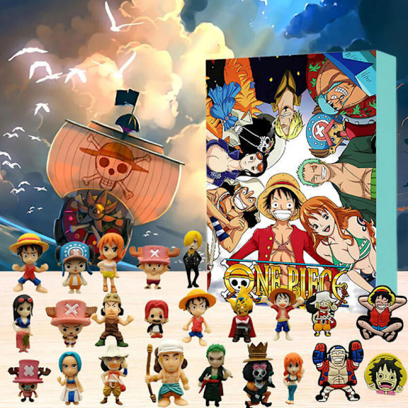 Adventskalender 2025 med 25 Julegaveleker Figur Tegneserie One Piece Anime Figur Nedtelling til Jul for Barn Voksne Blind Box{FY}