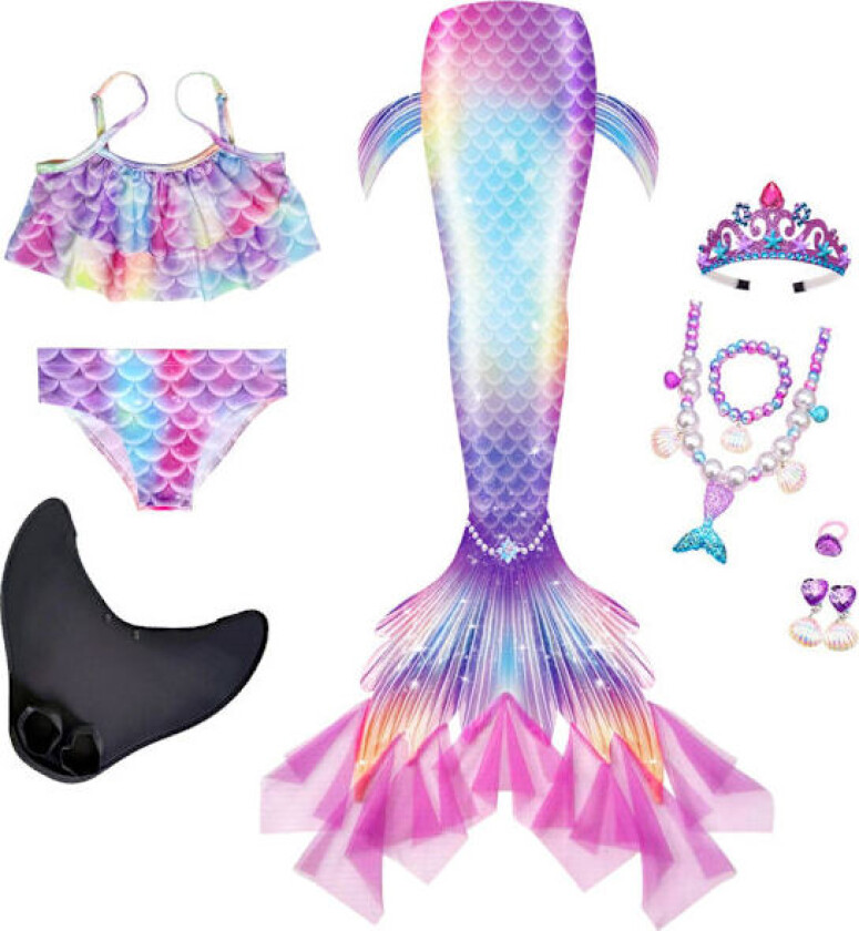 Bilde av Jenter havfruehale badedrakt sett volang topp bikini underdel fiskehale badedrakt barn strand basseng badetøy 3-16 år 240H 120 240H