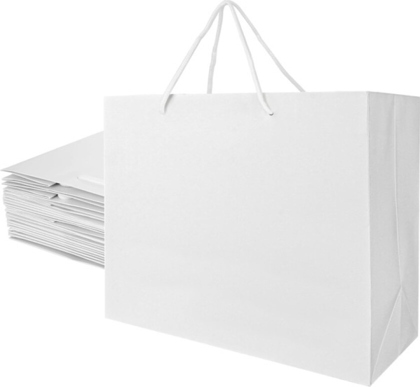 Bilde av 20 stk. hvite gaveposer, 30x25x13CM hvit papirpose med håndtak, tykkelse 250g medium festpapir detaljposer gavepose