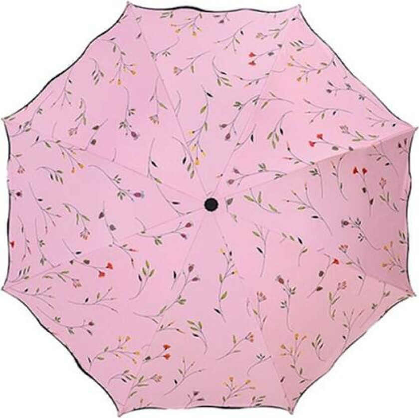 Parasoller for kvinner, solparasoller for damer, UPF 50 UV-beskyttelse, lett, vindtett parasoll, trippel sammenleggbar paraply (rosa)