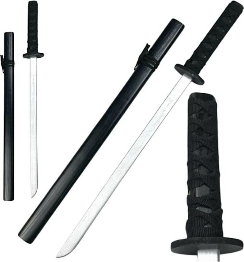 Tre Katana-sverd for trening, svart, 70 cm
