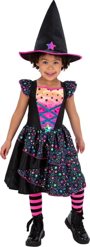 Kostymer - Neon Star Heks - Rosa/Svart - - 4-6 år (104-116) - Kostymer