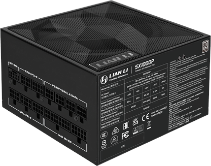 SX 1000 Strømforsyning (PSU) - 1000 Watt - 120 mm - ATX 3.1 - 80 Plus Platinum sertifisert