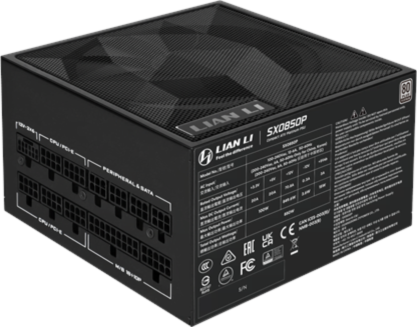 SX 850 Strømforsyning (PSU) - 850 Watt - 120 mm - ATX 3.1 - 80 Plus Platinum sertifisert