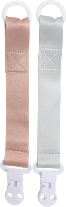 Bilde av smokkholder, rosa/grå, 2-pakning