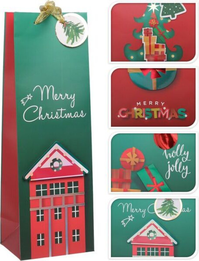 Bilde av Gavepose Vin Julemotiver | 4 ass