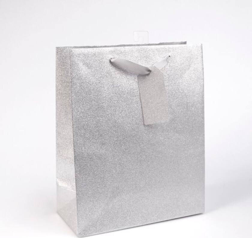 Gavepose Sølv Glitter- 26x32x12cm