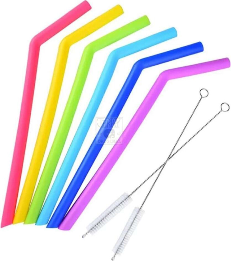 Fargerike Silikon Sugerør 6 Stk
