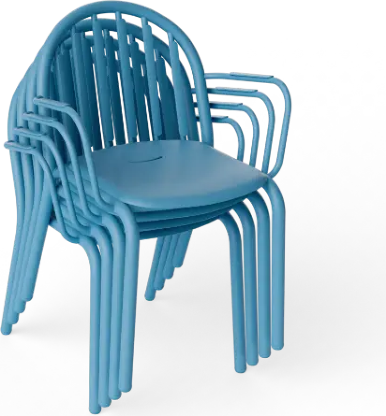 Hagestol med Armlener Fred's set wave blue (4 pcs)