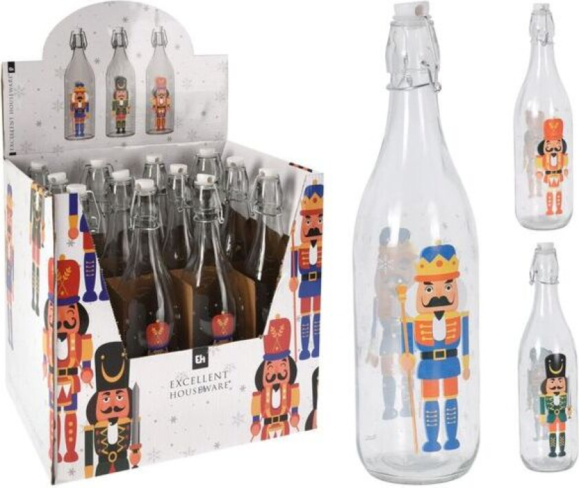 Bilde av Klassisk Glassflaske med Nøtteknekker - 1L | Excellent Houseware