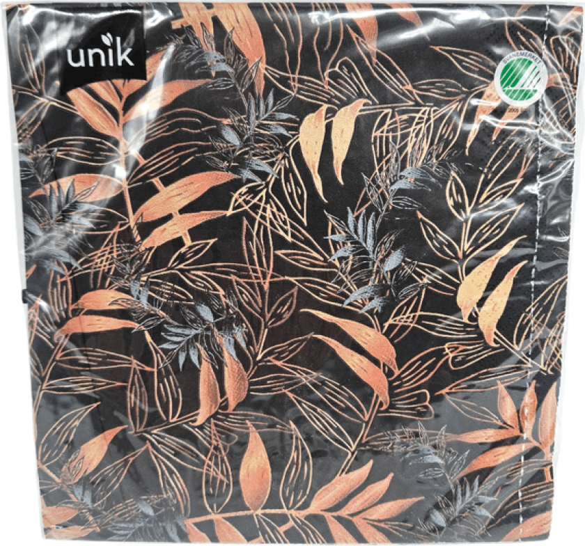 Servietter Sort & Gull 20pk 3-lags | Middag 40x40cm | Unik