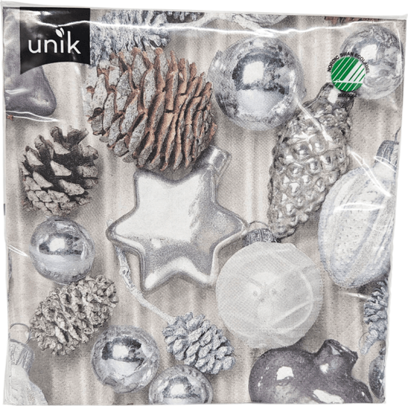 Juleservietter sølv 20pk 3-lags | 33x33cm | Unik