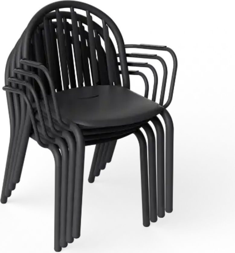Hagestol med Armlener Fred's set anthracite (4 pcs)