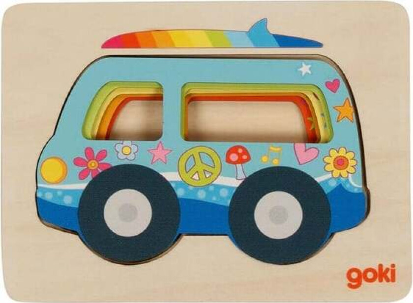 Wooden Layer Puzzle Car 5 pcs. Tre