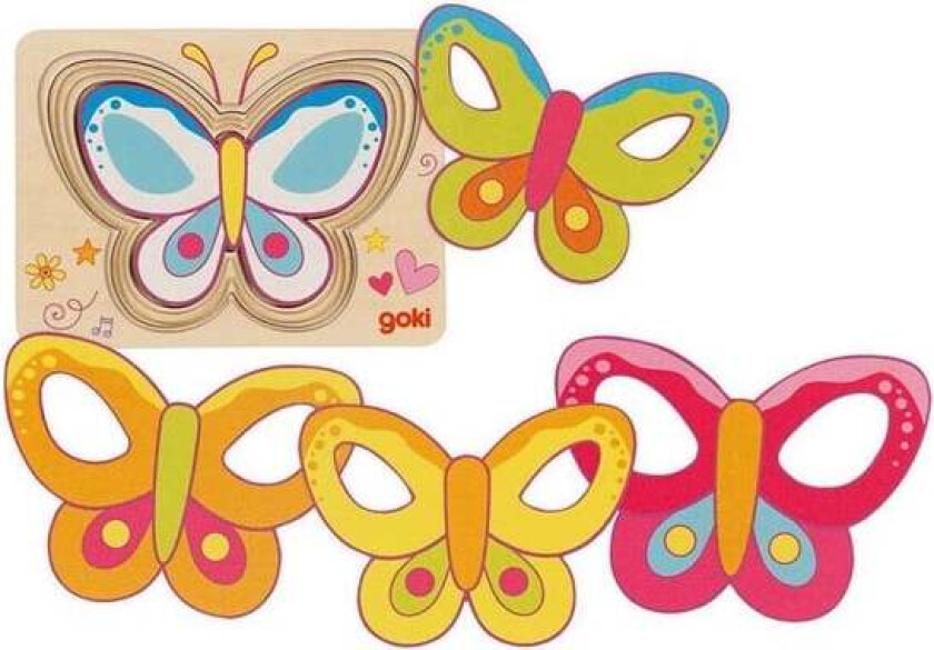 Wooden Layered Puzzle Butterfly 5 pcs. Tre