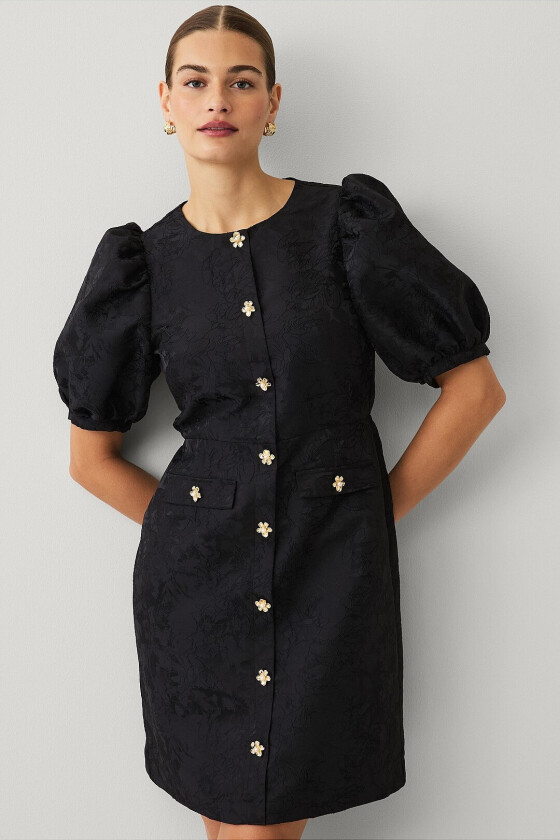 Kjole med dekorative knapper - Svart