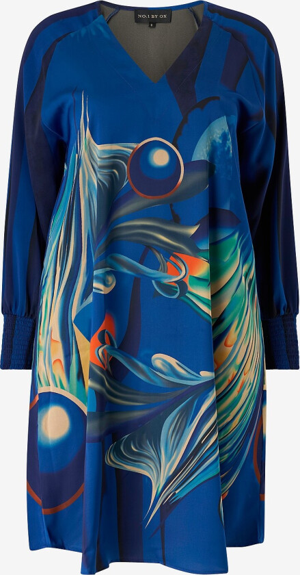 Kjole Loose V Neck w LS And Smock Cuffs - Blå