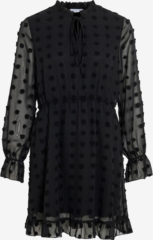 Kjole viLiva L/S Tie Neck Short - Svart
